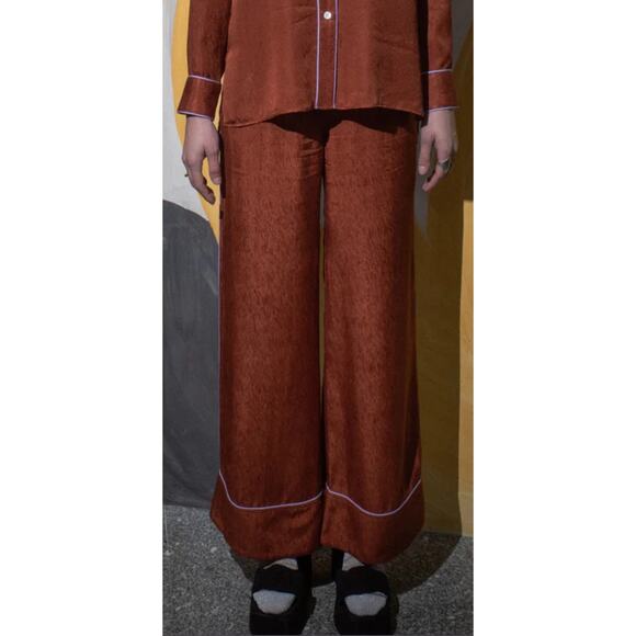 Untitled in Motion Emissus rust satin drawstring waist lounge pants - Picture 2 of 14